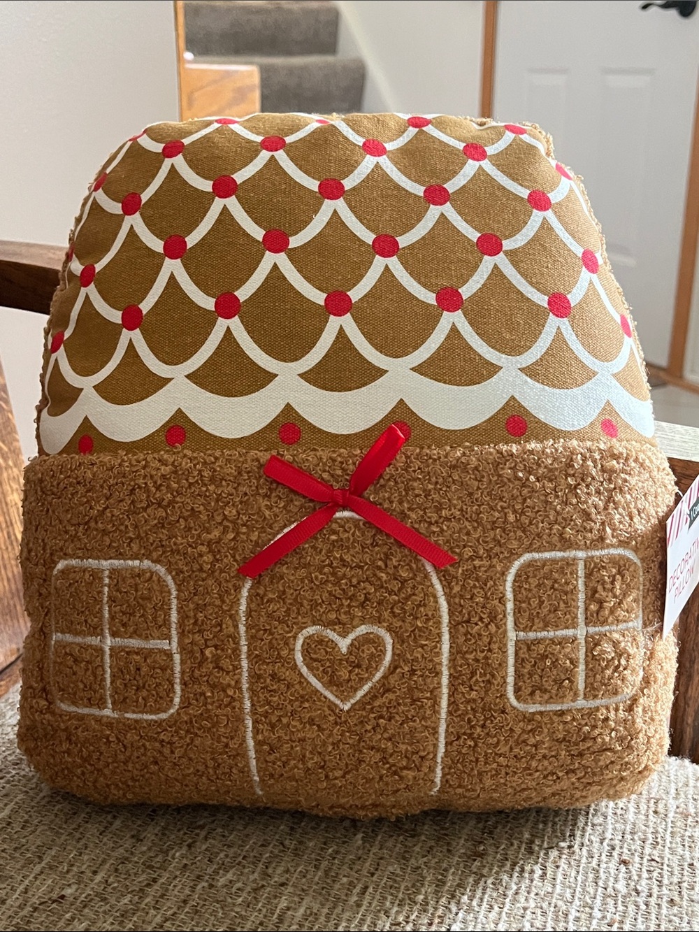 Target Gingerbread House Decorative Pillow 10 Brown & Red NWT